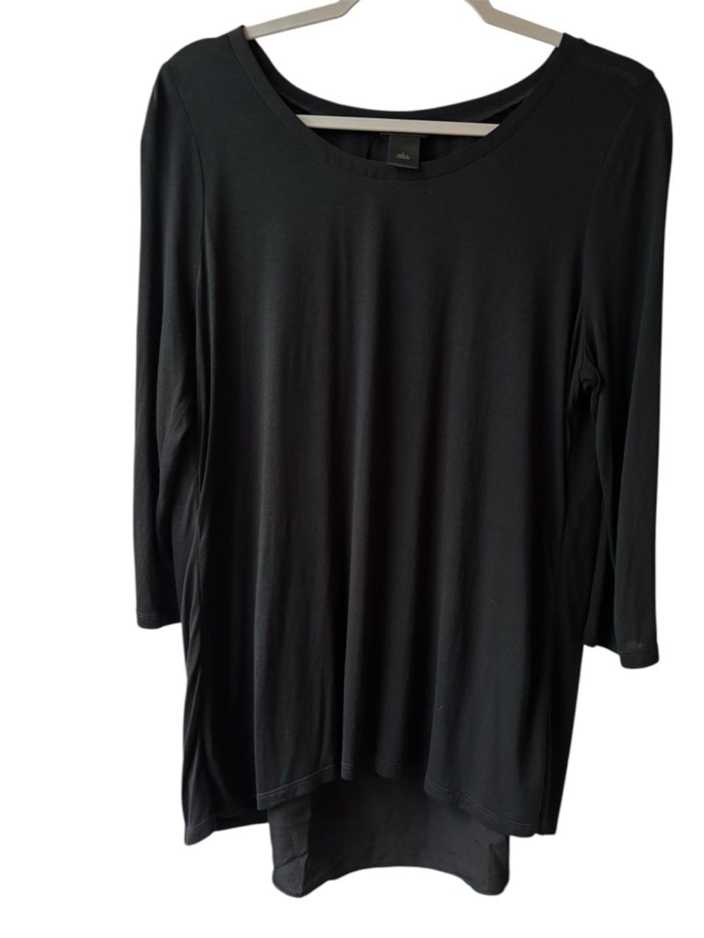 Large Ann Taylor Black Long Sleeve Scoop Neck Tunic Classic Monochrome